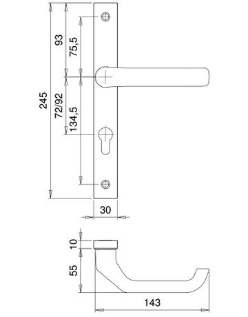 Bild Drückergarnitur PAN 2320/9000 LS eck,PZ92/8,F1,TS 68-75,o. Nr. - edi-3