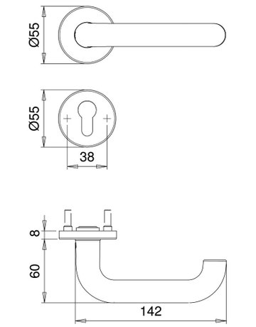 Bild FH Drückergarnitur Riva 5403/8603 Rosette rd,PZ,9,ER,TS40-65 - edi-1