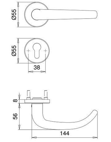 Bild Drückergarnitur Riva 5914/8501 Rosette rd,BB,8,ER,TS40-65 - edi-1