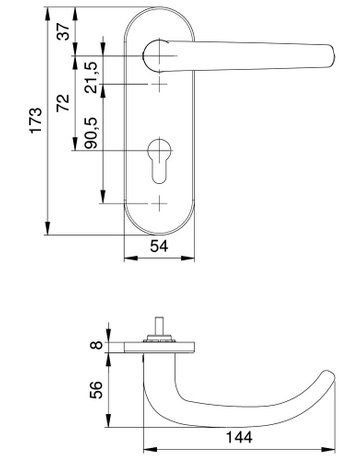 Bild Drückergarnitur Targa/k FS 5214/7203 KS oval ,PZ72/9,F1,TS40-65 - edi-1