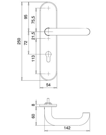 Bild Drückergarnitur Targa/L FS 5303/7203 LS oval ,PZ72/9,F1,TS40-65 - edi-1