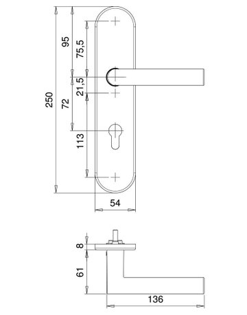 Bild Drückergarnitur Targa/L 5808/7203 LS oval ,PZ72/8,F1,TS40-65 - edi-1