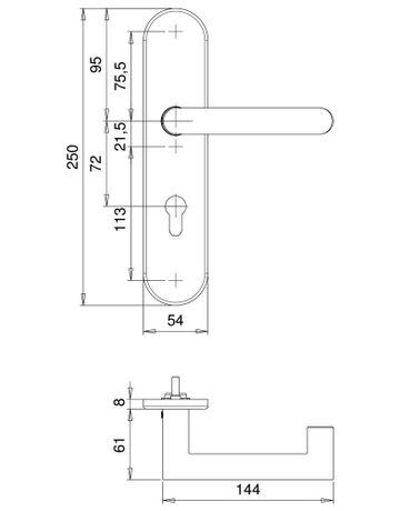 Bild Drückergarnitur Targa/L 5836/7875 LS oval ,WC/SS78/8,ER,TS40-59 - edi-3
