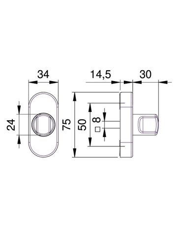 Bild Riegelolive 1093 35mm,oval,edelstahl matt - edi-1