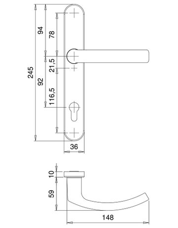 Bild Drückergarnitur Kronos 2005/0035 LS oval ,PZ92/8,ER - edi-3