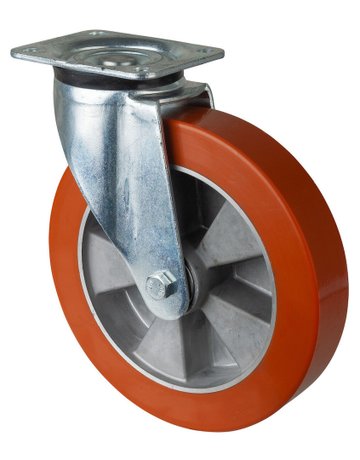Bild Lenkrolle 250mm L600.B90 Platte,Polyure Guss,KL L600.B90.250 - BS ROLLEN-0