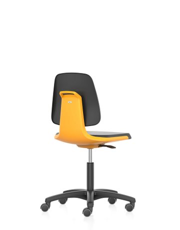 Bild Bimos Arbeitsstuhl Labsit 2, K-Leder ora nge Sitzhöhe 450-650 mm mit Rollen-0