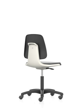 Bild Bimos Arbeitsstuhl Labsit 2, K-Leder wei ß Sitzhöhe 450-650 mm mit Rollen-0