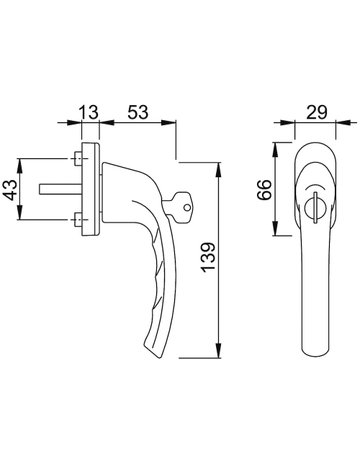 Bild Fenstergriff abschliessbar 0710S /U26,F4, 7x32, N10A - HOPPE-1