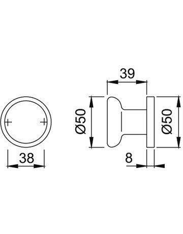 Bild ZT-Knopf fest auf Rosette 54/50, F2 HOPP E - HOPPE-1