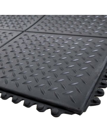 Bild Arbeitsplatzsteckmatte SBR/NR, schwarz, Diamantprofil 13mm, 900x900mm - Neutral-0