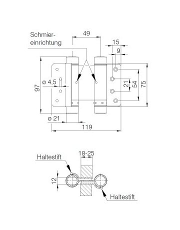 Bild Pendeltürbänder Nr. 29 Stahl nichtrost. 7 5mm - DENI-1