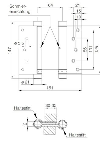 Bild Pendeltürbänder Nr. 33 stahlblank 125mm - DENI-1