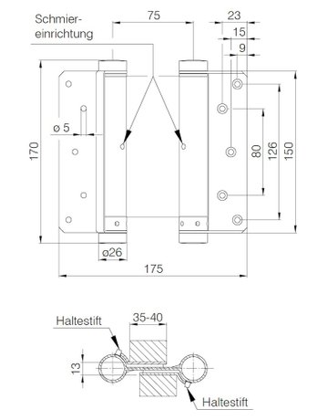 Bild Pendeltürbänder Nr. 36 stahlblank 150mm - DENI-1