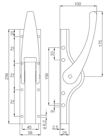 Bild Tortreibriegel,Plano, 4019, 19mm,m.4 Schlaufen, links-rechts, galvanisch verzink - DENI-1