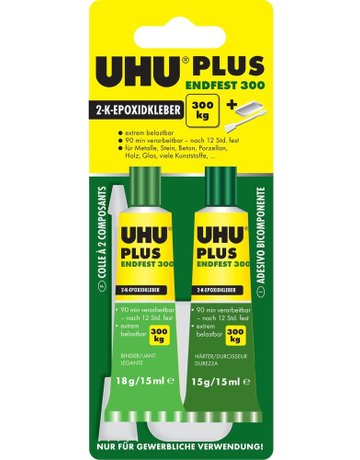 Bild 2-Komponentenepoxidkleber PLUS ENDFEST 300 Karton mit Tuben Binder 82g und Härte - UHU-1