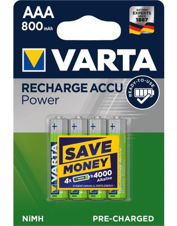 Bild Batterie Recharge Accu Power Micro AAA/ HR03 4er Blister - VARTA-0