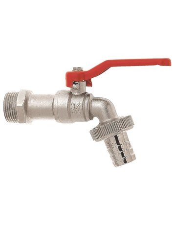 Bild Kugelauslaufventil 1/2"" - 9mm MS Ni mit rotem Griff GEKA-0