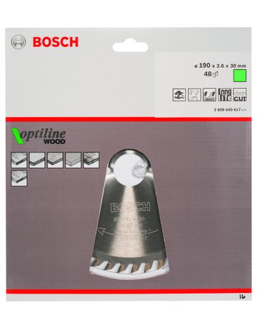 Bild HM-Kreissägeblatt 190x2,6/1,6x30 48Z WZ Bos VE à 1 Stück Optiline Wood BOSCH-1