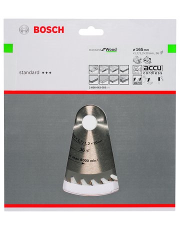 Bild HM-Kreissägeblatt 165x2,6/1,6x20 36Z WZ Bos VE à 1 Stück Optiline Wood - BOSCH-1
