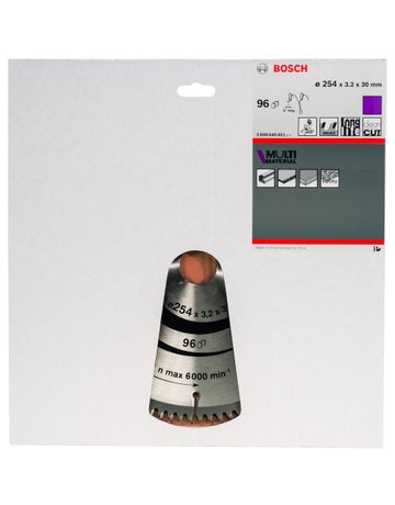 Bild HM-Kreissägeblatt 254x3,2/2,5x30 96Z Bos ch VE à 1 Stück Multi Mat für Kappsägen - BOSCH-1
