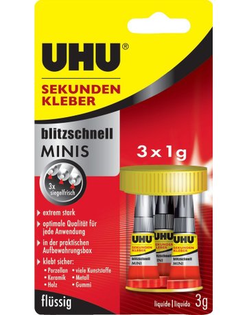 Bild UHU Sekundenkleber blitz- schnell MINIS 3x1g-0