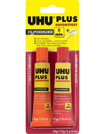 Bild 2-Komponentenepoxidkleber PLUS SOFORTFEST SB-Karte mit Tuben Binder 18g Härter 1 - UHU-0