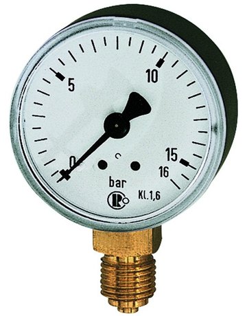 Bild Manometer stehend 50mm 0-16bar G1/4"" Ei nfachskala, Kunststoffgeh., RIEGLER-0