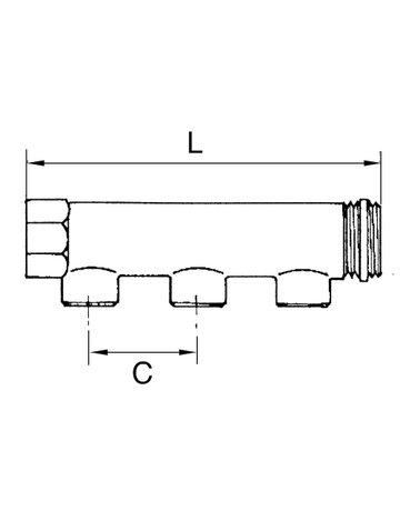 Bild Verteilerstück, 2 Abgänge Messing, Einga ng 2x3/4"" Ausgang 2xG1/2"" IG RIEGLER-1