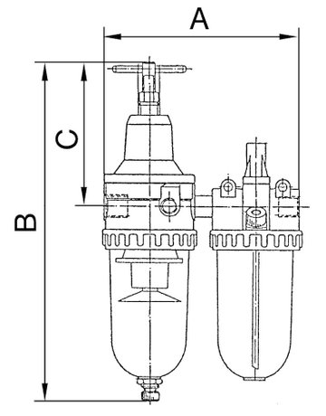 Bild Wartungseinheit 2tlg. BR Standard, G3/8"" DN6, BG 1, PC-Behälter, 5µm, 0,5-10bar - RIEGLER-1