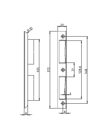 Bild W-Schließbl. 170x20x8 mit Einl.o. Befw.sil b. SSF-1
