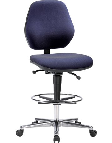 Bild Bimos Arbeitsstuhl Stoffpolster blau Sit zhöhe 620-870 mm mit Rollen / Fußring-0