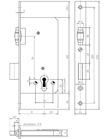 Bild PET-Einsteckschloss, PZ,E94,D55,24kt,DL/ DR - KFV-1