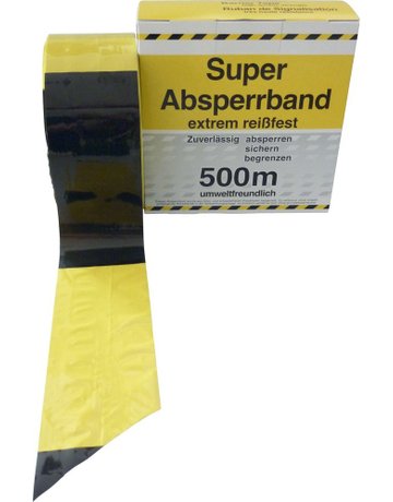Bild Absperrband 500 m-Rolle gelb/schwarz geb lockt - KELMAPLAST-0