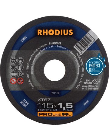 Bild Trennscheibe XT67 115 x 1,5mm ger. Rhodi us - RHODIUS-0