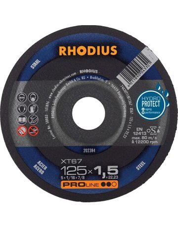 Bild Trennscheibe XT67 125 x 1,5mm ger. Rhodi us - RHODIUS-0