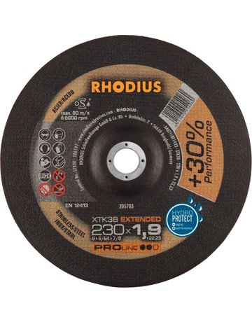 Bild Trennscheibe XTK38 230 x 1,9mm gekröpft Rho dius - RHODIUS-0