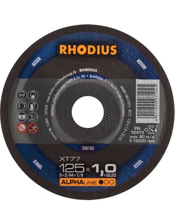Bild Trennscheibe XT77 125 x 1,0mm ger. Rhodi us - RHODIUS-0