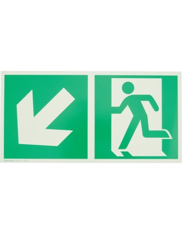Bild Fluchtwegschild Alu B300xH150 mm Notausgang links mit Pfeil links abwärts langna - n.a.-0