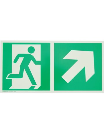 Bild Fluchtwegschild Alu B300xH150 mm Notausgang rechts mit Pfeil rechts aufwärts lan - n.a.-0