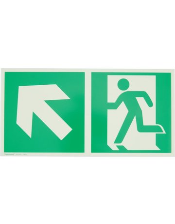Bild Fluchtwegschild Alu B300xH150 mm Notausgang rechts mit Pfeil links aufwärts lang - n.a.-0