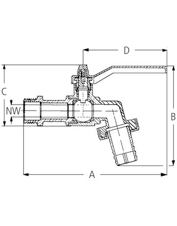 Bild Kugelauslaufventil 1/2"" - 9mm MS Ni mit rotem Griff GEKA-1