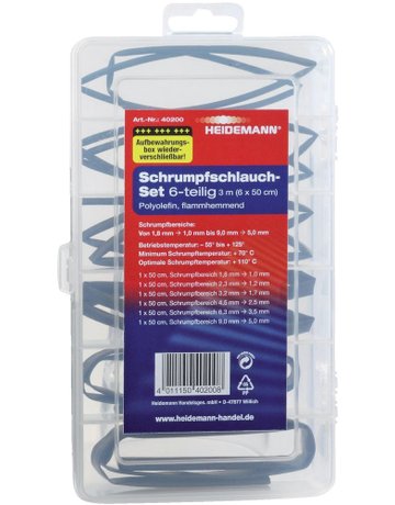 Bild Schrumpfschlauch Set 6x0,5m Box,wiederve rwendb - HEIDEMANN-0