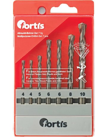 Bild Allzweckbohrer-Set 7tlg. 4,4,5,6,6,8,10x 120 FORTIS-0