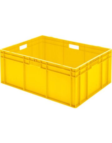 Bild Transport-Stapelkasten B800xT600xH320 mm gelb, geschlossen mit Griffloch-0