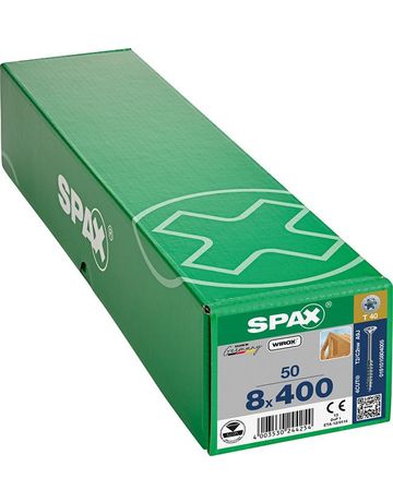 Spax Universalschraube Senkkopf 8x400mm,Teilgw,Innensechsrund T40,WIROX