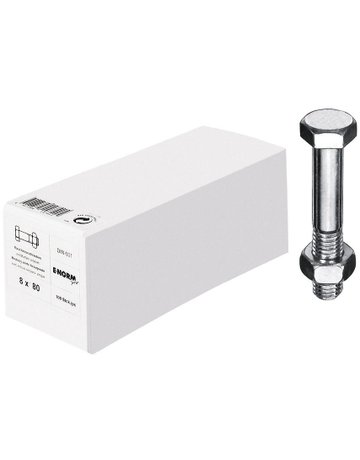 Bild Sechskantschraube DIN 601 M16x 55 verzinkt, mit 6-kant-Mutter und Schaft - E-NORMpro-0