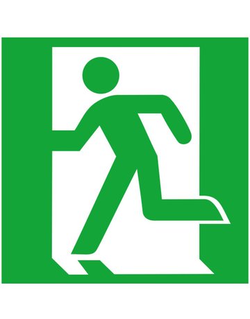 Bild Fluchtwegschild Alu B150xH150 mm Notausgang links langnachleuchtend - Safety Marking-0