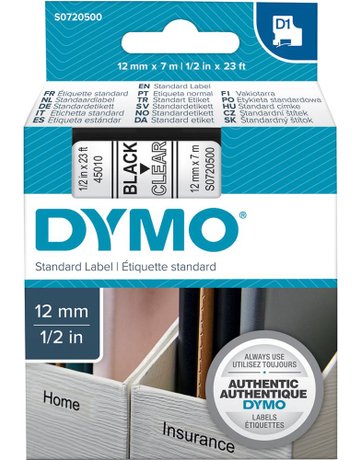 Bild Schriftband D1 45010 schwarz/transparent 12mmx7m DYMO-0