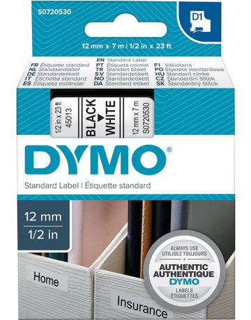 Bild Schriftband D1 45013 schwarz/weiß 12mmx7m DYMO-0